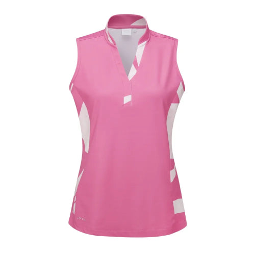 PING Bardot Sleeveless Polo - Flamingo Multi