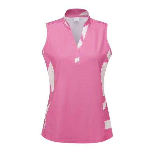 PING Bardot Sleeveless Polo - Flamingo Multi