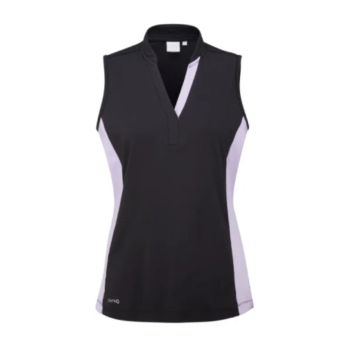 PING Bardot Sleeveless Polo - Cool Lilac / Black