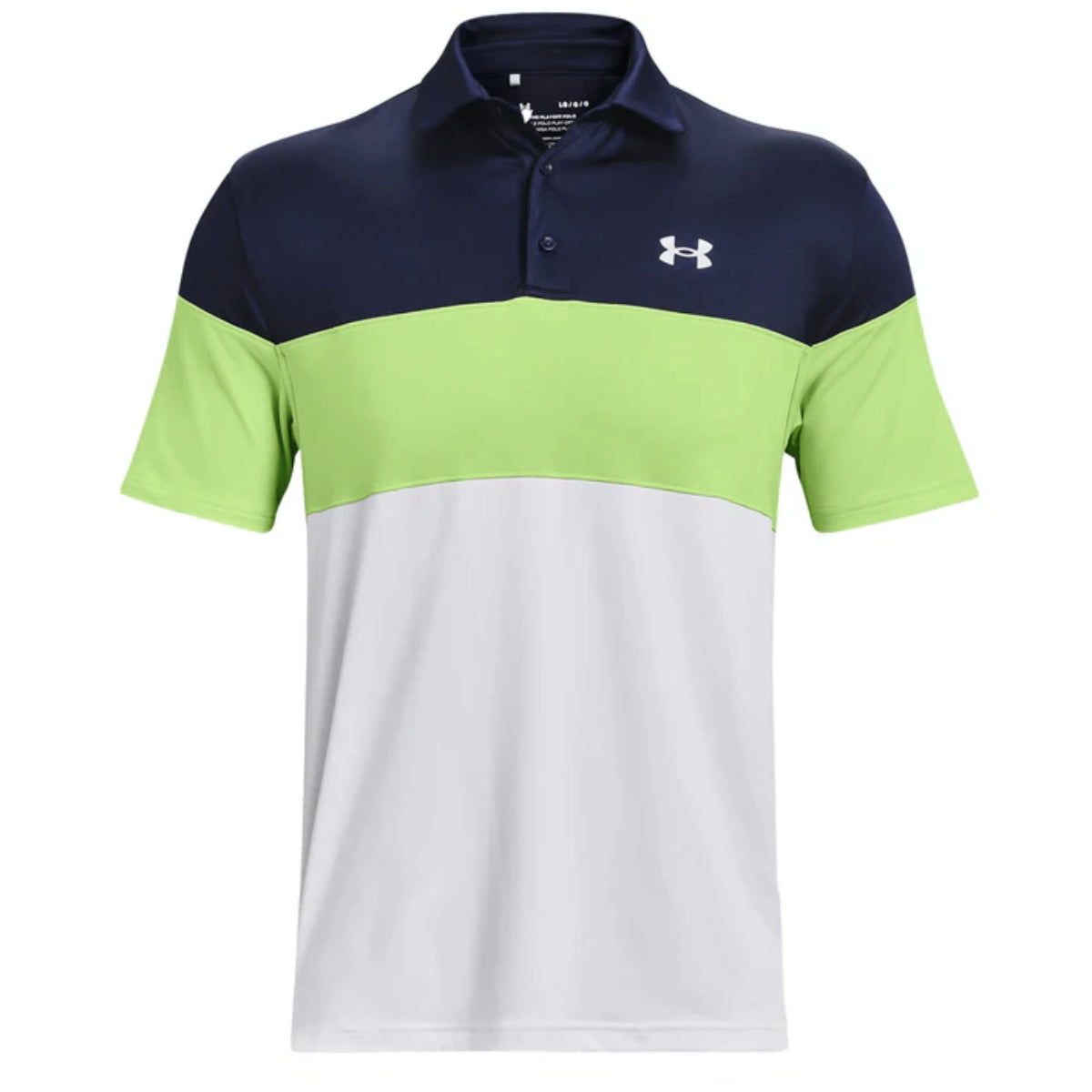 Men's Under Armour Playoff 2.0 Blocked Polo - Navy, Lime & White