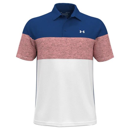 Men's Under Armour Playoff 2.0 Blocked Polo - Blue, Pink & White